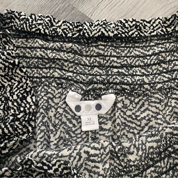 Three Dots Wide Leg Pants Chevron Black Cream XL Flowy - Picture 7 of 13